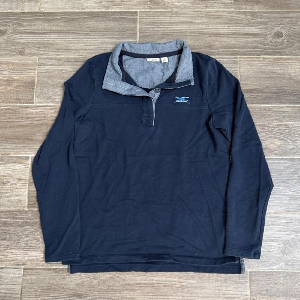 L.L.Bean navy blue long sleeve polo shirt size S